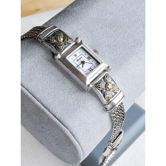 Brighton Monroe Ladies Dress Watch Small Square Face Two Tone Gold Silver Works - Picture 2 of 6